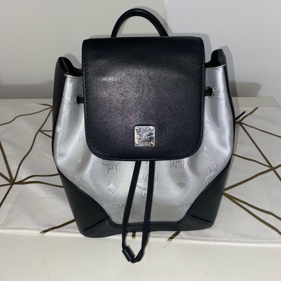 BLACK AND SILVER MCM MINI BACKPACK main image 6